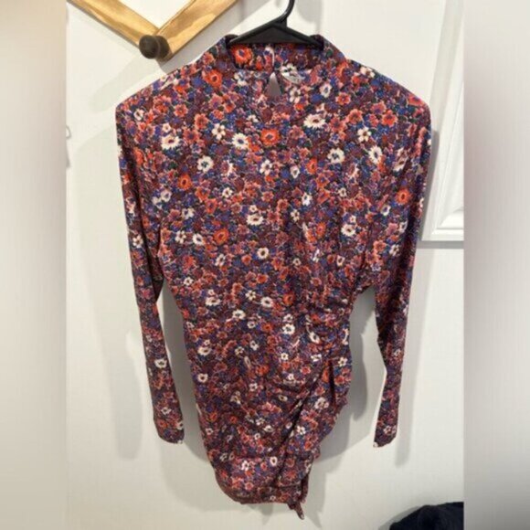 NWT- VERONICA BEARD -Louella Floral Print Long Sleeve Dress In Berry Multi - Picture 6 of 13